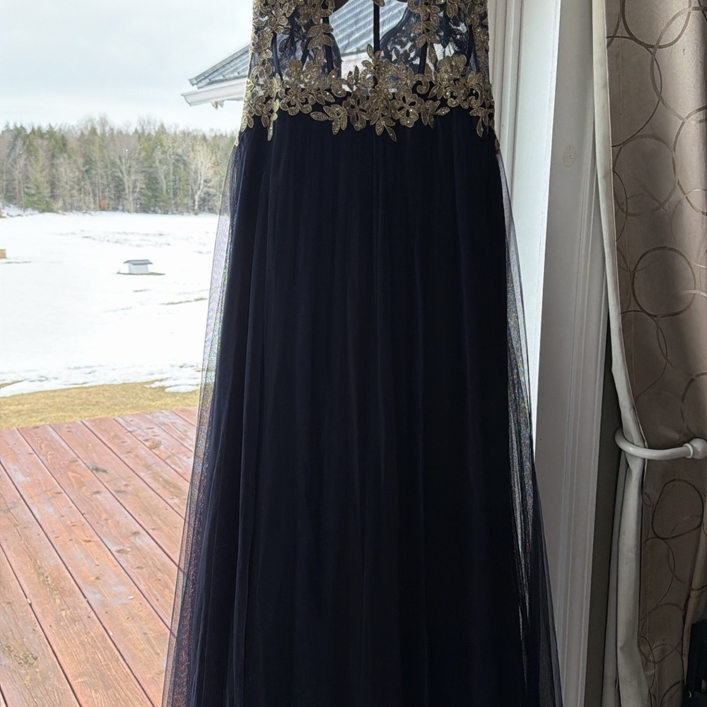 Elegant Black and Gold Evening Gown